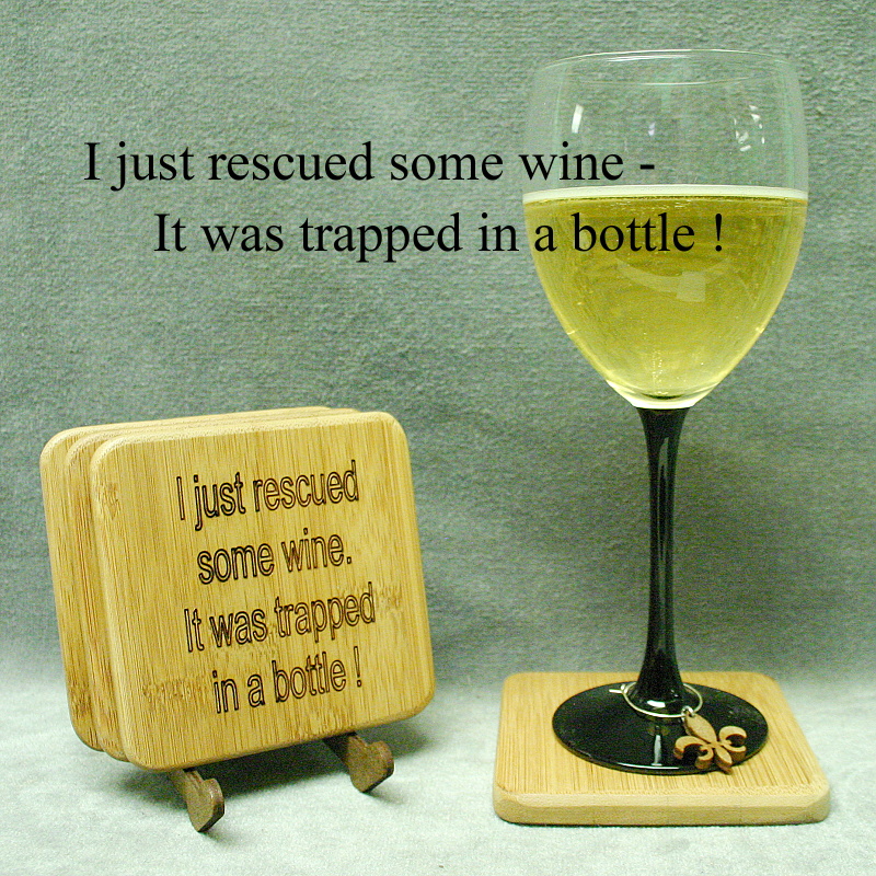 Wine Rescue Bamboo Coasters